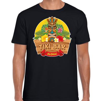 Hawaii party feestkleding t-shirt - tiki bar Aloha - voor heren - zwart - verkleedkleding Hawaii party feestkleding t-shirt - tiki bar Aloha - voor heren - zwart - verkleedkleding