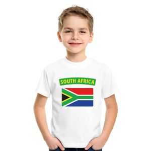 T-shirt met Zuid Afrikaanse vlag wit kinderen