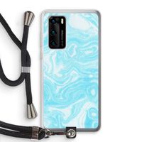 Waterverf blauw: Huawei P40 Transparant Hoesje met koord