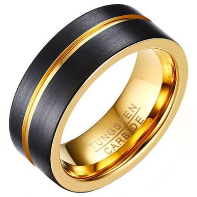 Heren ring Wolfraam Verguld Zwart Goud 8mm-19mm