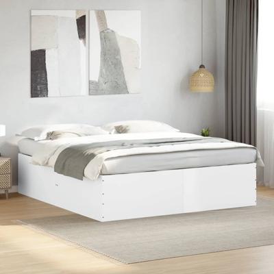 Bedframe massief hout wit 200x200 cm