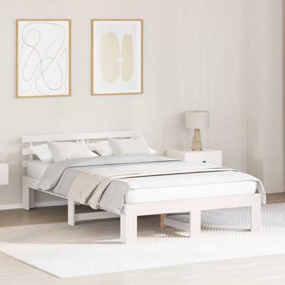 Bedframe met hoofdeinde Wit 140 x 190 cm Massief grenenhout