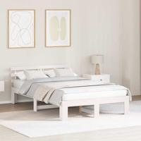 Bedframe met hoofdeinde Wit 140 x 190 cm Massief grenenhout