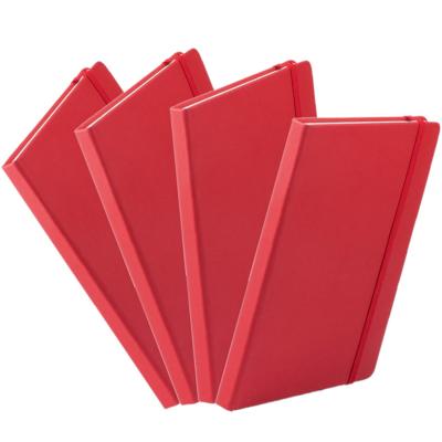 Notitieboekje A5 - 4x - met elastiek - rood - 100 paginas - luxe schriften