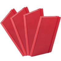 Notitieboekje A5 - 4x - met elastiek - rood - 100 paginas - luxe schriften