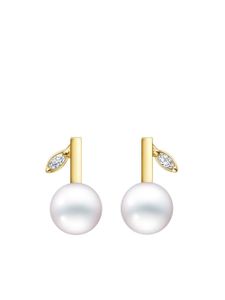 TASAKI boucles d'oreilles Kugel en or 18ct serties de diamants et de perles