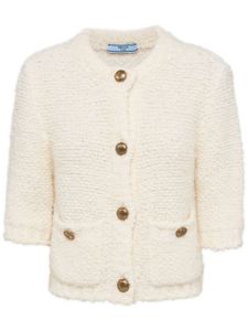 Prada cardigan en tweed à coupe crop - Blanc