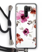 Geschilderde bloemen: Xiaomi Redmi 9 Transparant Hoesje met koord