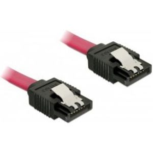 Delock 82676 Kabel SATA 6 Gb/s male recht > SATA male recht 30cm rood metaal