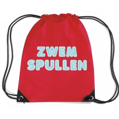 Zwemspullen rugzakje - rood - nylon zwemtas - met rijgkoord - zwemles - sport