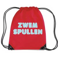 Zwemspullen rugzakje - rood - nylon zwemtas - met rijgkoord - zwemles - sport