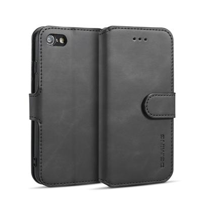 iPhone 7 & 8 horizontaal PU leren DG. MING Flip Hoesje met opbergruimte voor pinpassen & geld (zwart)