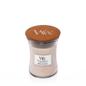 WoodWick Geurkaars Medium Vanilla & Sea Salt - 11 cm / ø 10 cm