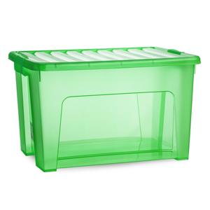 Opslagbox met deksel - transparant groen - 47 liter - 54 x 38 x 32 cm - kunststof