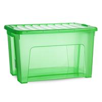 Opslagbox met deksel - transparant groen - 47 liter - 54 x 38 x 32 cm - kunststof