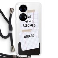 No Girls Allowed Unless: Huawei P50 Transparant Hoesje met koord