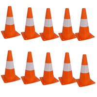 Benson Sport en of veiligheids pionnen - 10x stuks - oranje/wit - kunststof - 17 x 30 cm - training