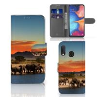 Samsung Galaxy A20e | Telefoonhoesje | Met pasjeshouder | Olifanten