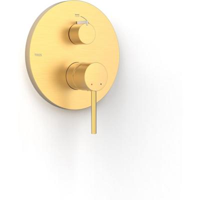 Douchekraan afbouwdeel Tres Study Exclusive | Inbouw | Mengkraan | 2-weg | Rond | Goud mat 24k