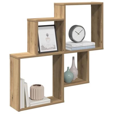 Wandschap 80x15x78,5 cm bewerkt hout artisanaal eikenkleurig