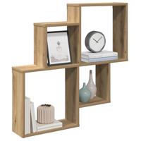 Wandschap 80x15x78,5 cm bewerkt hout artisanaal eikenkleurig