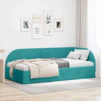 Hoekbedframe met hoofdeinde Turquoise 90 x 190 cm Fluweel