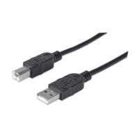 Manhattan USB-kabel USB 2.0 USB-A stekker, USB-B stekker 1.80 m Zwart Vergulde steekcontacten, UL gecertificeerd 333368-CG