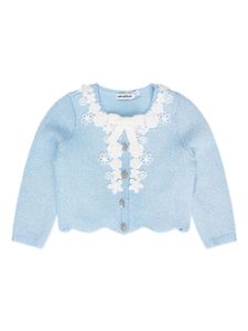 Self-Portrait Kids cardigan à appliqués fleurs - Bleu