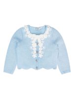 Self-Portrait Kids cardigan à appliqués fleurs - Bleu - thumbnail