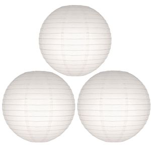 Set van 5x stuks luxe witte bol lampionnen 25 cm