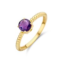 Ring geelgoud-amethyst 0.805ct 6 mm goudkleurig-paars