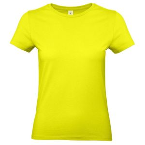 Basic dames t-shirt neon geel met ronde hals 2XL (44)  -