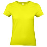 Basic dames t-shirt neon geel met ronde hals 2XL (44)  -