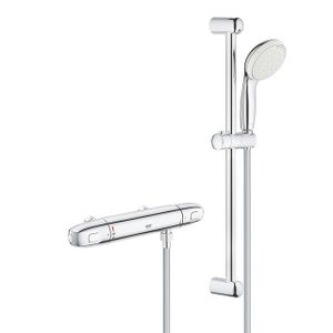 GROHE Grohtherm-1000 New comfortset met douchekraan thermostatisch HOH=12cm met New Tempesta glijstangcombinatie 60cm chroom/wit 34153004