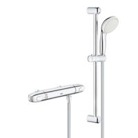 GROHE Grohtherm-1000 New comfortset met douchekraan thermostatisch HOH=12cm met New Tempesta glijstangcombinatie 60cm chroom/wit 34153004 - thumbnail