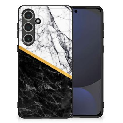 Samsung Galaxy S24 FE Marmeren Print Telefoonhoesje Marmer Wit Zwart - Origineel Cadeau Man