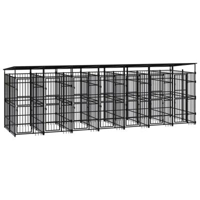 Hondenkennel met dak 12,9 m² staal