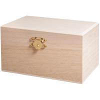 Houten kistje/box met sluiting en deksel - 14 x 8 x 7 cm - Sieraden/spulletjes/sleutels - thumbnail