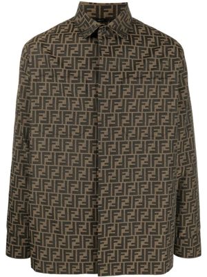 FENDI surchemise à motif monogrammé - Marron