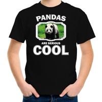 T-shirt pandas are serious cool zwart kinderen - pandaberen/ grote panda shirt - thumbnail