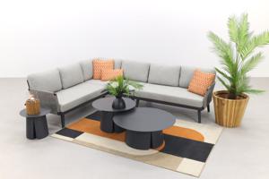 Durban/Velora royal grey loungeset - hoekbank - 4-delig