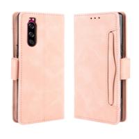 Voor Sony Xperia 5 portemonnee stijl huid voelen kalf patroon lederen draagtas met aparte kaartsleuf (roze)