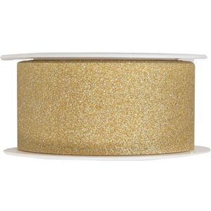 1x Hobby/decoratie gouden sierlinten met glitters 3 cm/30 mm x 5 meter