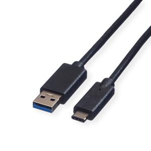 ROLINE USB 3.2 Gen 1 kabel, A-C, M/M, zwart, 1 m