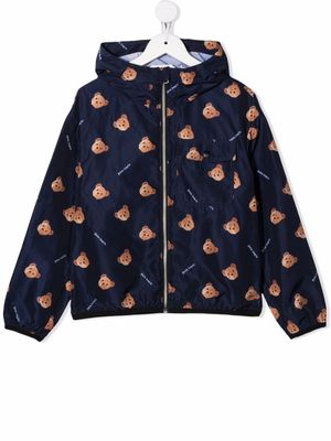 Palm Angels Kids coupe-vent à motif ourson - Bleu