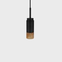 Anour Donya Onyx Cylinder Hanglamp - Amberkleurige kap - Zwart PVD