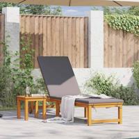 Ligstoel met kussen Bruin 53 x 202 x 89cm Massief acaciahout