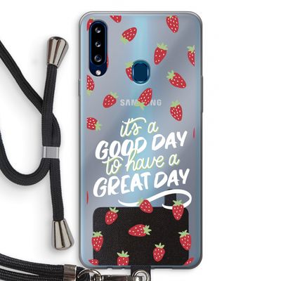 Don't forget to have a great day: Samsung Galaxy A20s Transparant Hoesje met koord