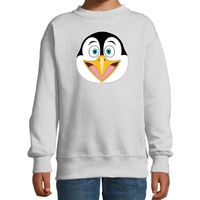 Cartoon pinguin trui grijs voor jongens en meisjes - Cartoon dieren sweater kinderen 14-15 jaar (170/176)  - - thumbnail