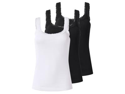 esmara Set van 3 dames hemden (Zwart/wit, S (36/38))